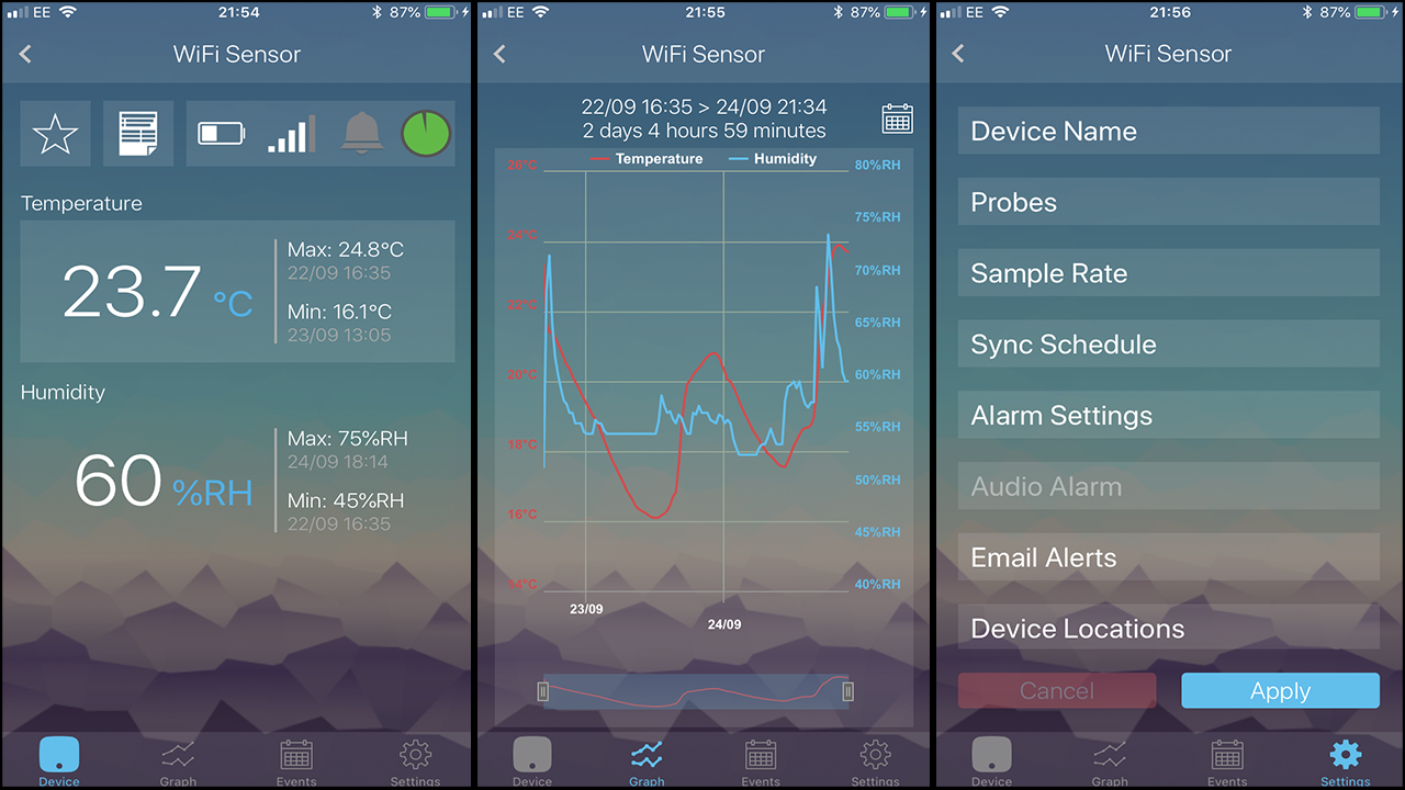 iOS app screens Lascar