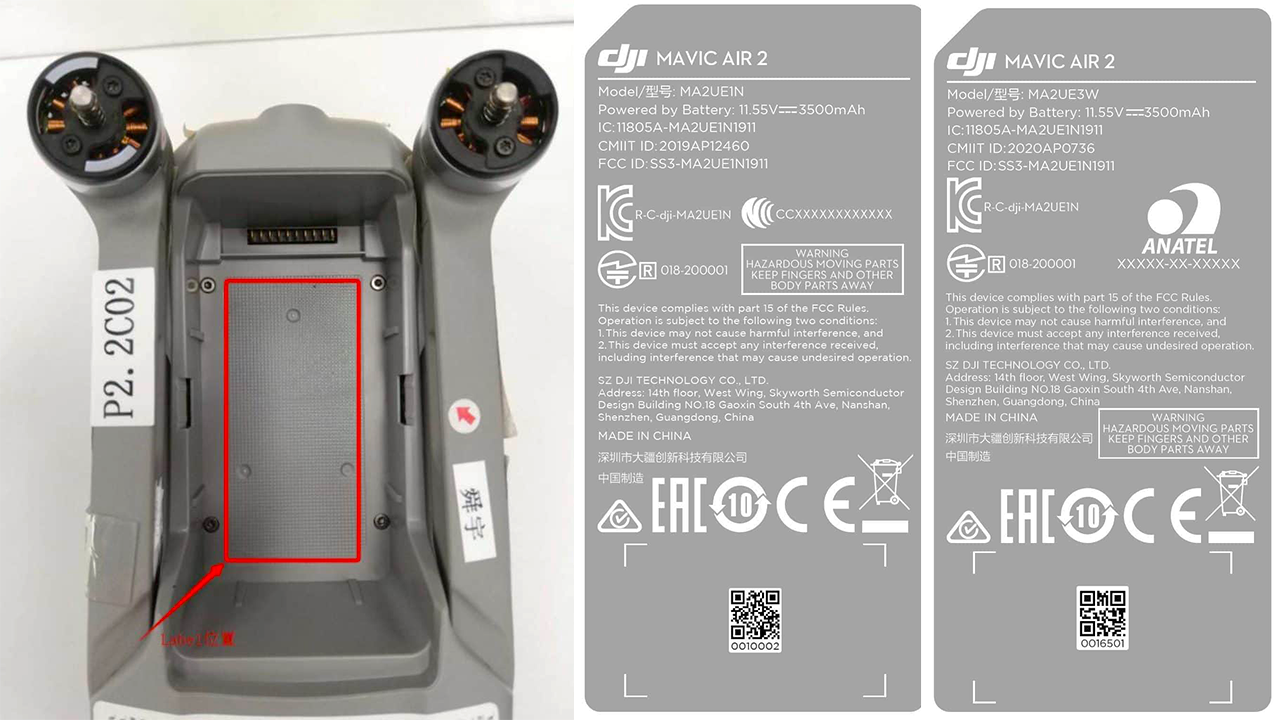 DJI Mavic Air 2 with labels
